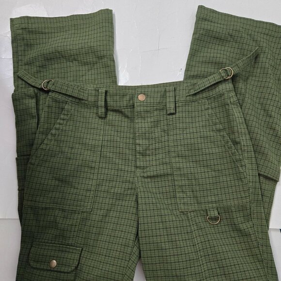Urban Outfitters Women's Size 4 Jaelyn Green Plaid Cargo Pants Straight Leg Y2K - Picture 6 of 12